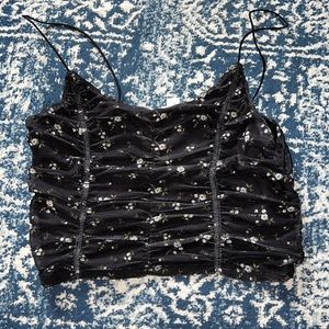 Ditsy Floral and Mesh Crop Top